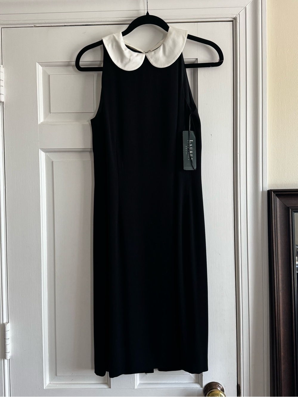 Lauren Ralph Lauren Black Midi Dress with White Peter Pan Collar